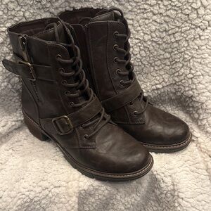 Dark Brown Lace Up Combat Boots